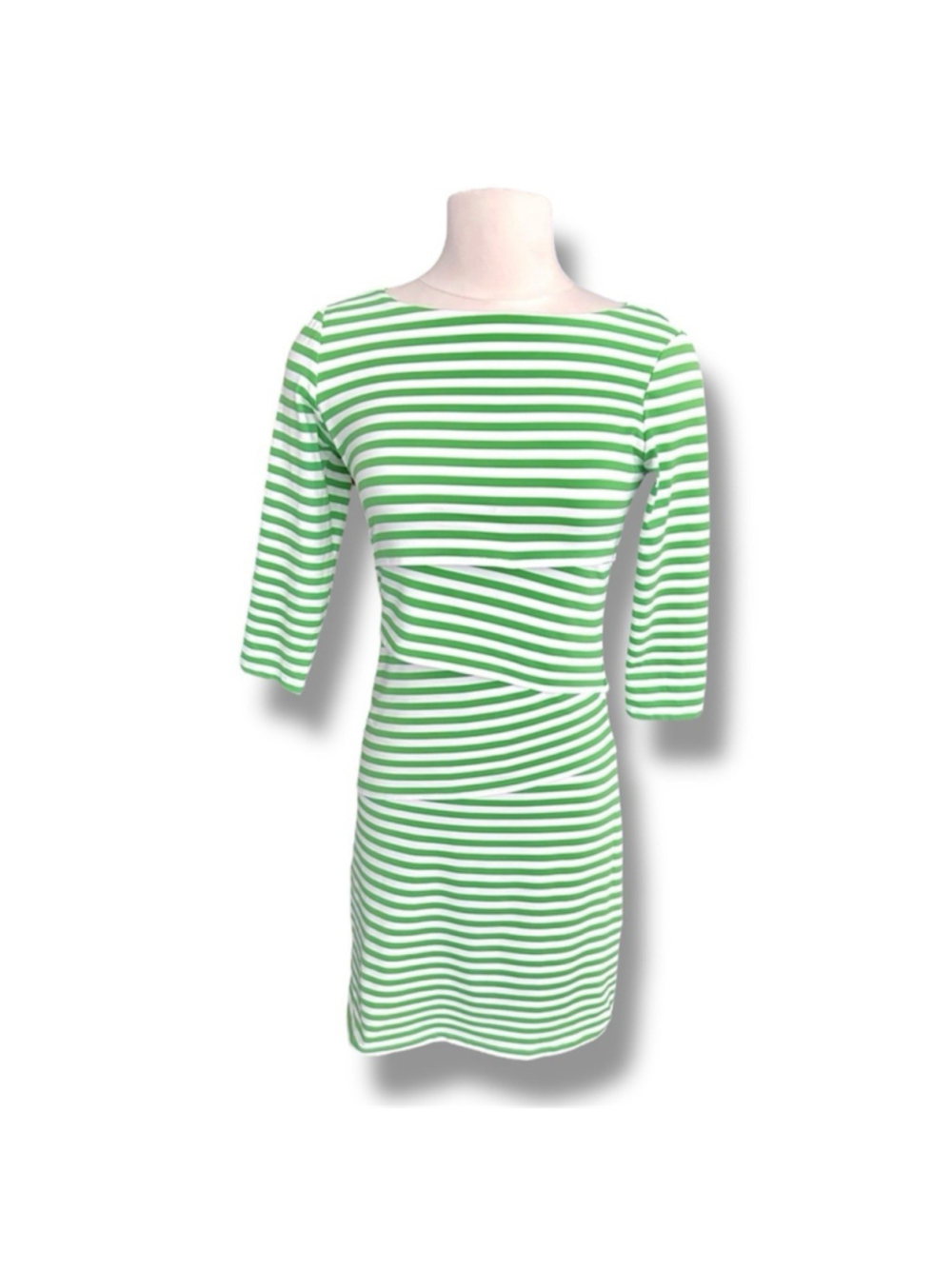 J. McLaughlin Nicola Sheath Dress Small Tiered Catalina Green White Stripe